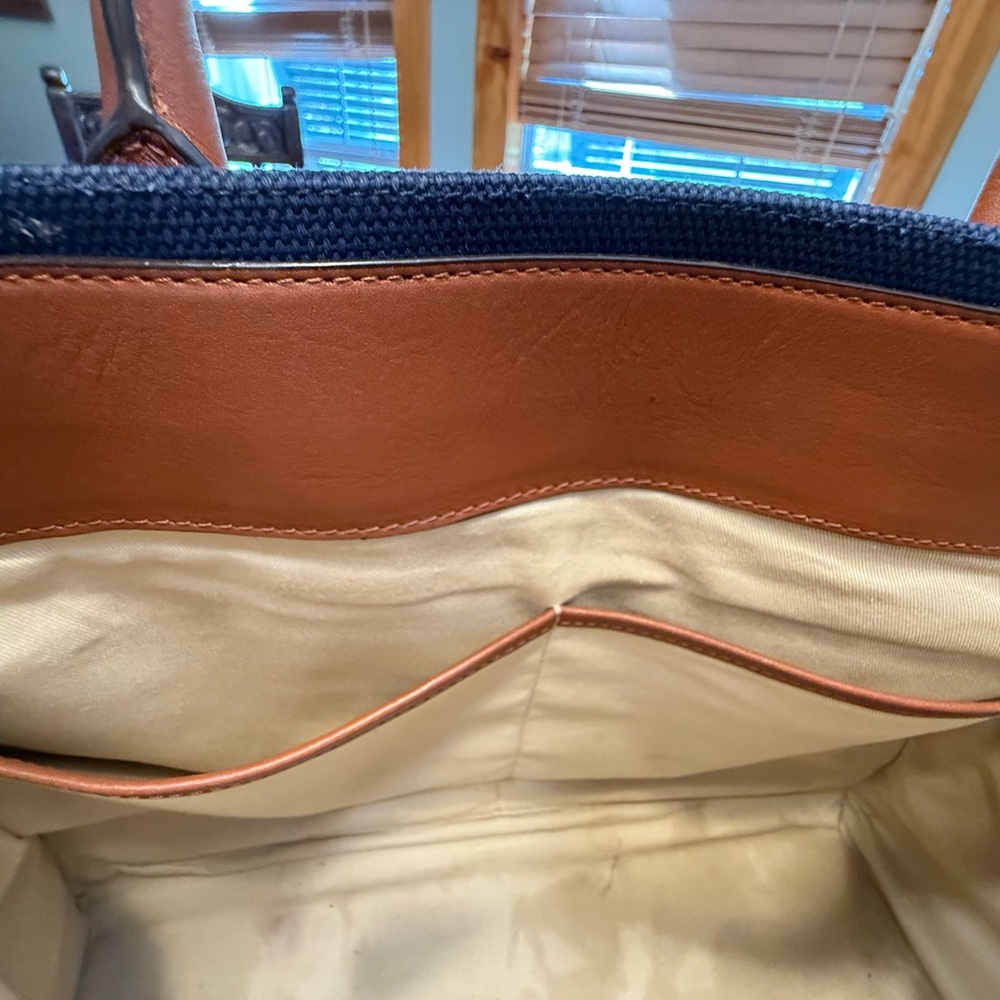 Ralph Lauren Navy and Brown Canvas Tote - Picture 5 of 6